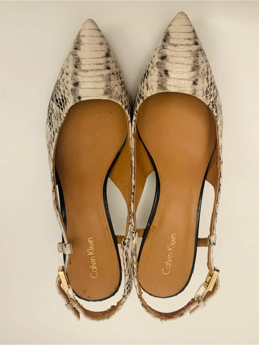 Calvin Klein Snakeskin Slingbacks Size 8.5